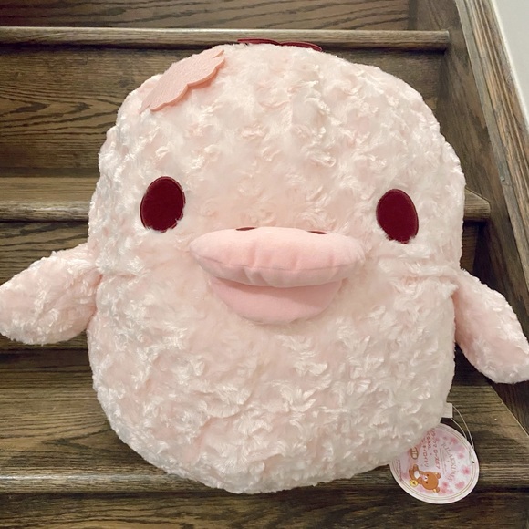 Brand new Rilakkuma Kiiroitori big Sakura Rose Fur Plush from Japan - Picture 1 of 5